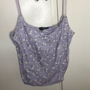 PURPLE FLORAL CROPPED TANK TOP